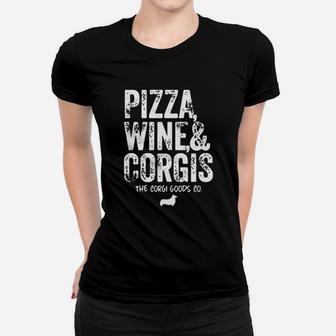 Pizza Wine And Corgis The Corgi Goods Co Canvas Women T-shirt - Monsterry