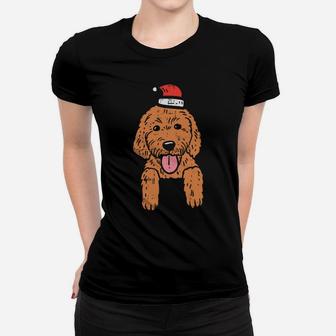 Pocket Goldendoodle Santa Hat Christmas Animal Pet Dog Gift Women T-shirt | Crazezy