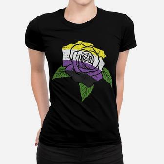 Pocket Rose Flower Lgbtq Non-Binary Genderqueer Enby Nb Women T-shirt | Crazezy
