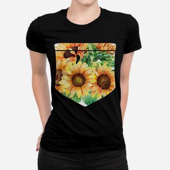 Pocket Sunflowers Florist Yellow Flower Blossom Sunflower Women T-shirt | Crazezy