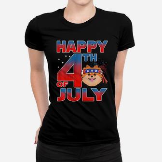Pomeranian Dog Patriotic American 4Th Of July Women T-shirt - Monsterry