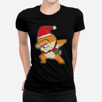 Pomeranian Santa Claus Dabbing Dance Hip Hop Xmas Women T-shirt - Monsterry