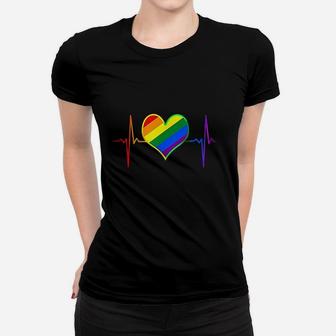 Pride Heart Beat Pulse Lgbtq Community Pride Month Rainbow Women T-shirt | Crazezy