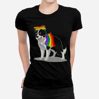 Pride Lgbt Flag Gay Be Lesbian Border Collie Lover Gifts Women T-shirt - Monsterry