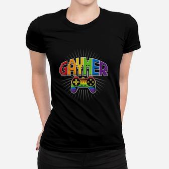 Pride Rainbow Flag Gaming Women T-shirt | Crazezy