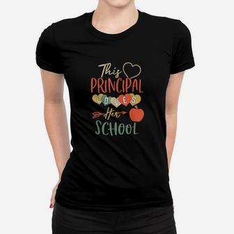 Principal Valentines Day Hearts Loves Her School Women T-shirt - Monsterry