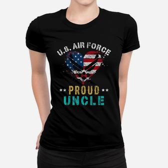 Proud Air Force Uncle American Flag Heart Veteran Women T-shirt | Crazezy