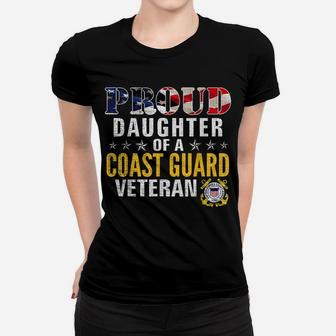 Proud Daughter Of A Coast Guard Veteran American Flag Gift Women T-shirt | Crazezy