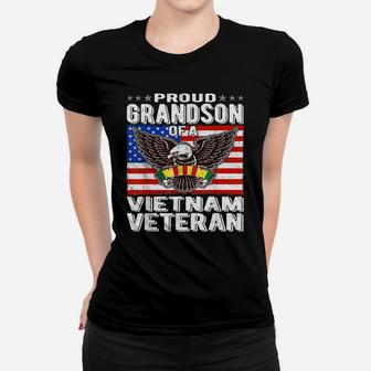 Proud Grandson Of Vietnam Veteran Patriotic Military Family Women T-shirt | Crazezy