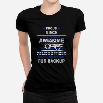 Proud Niece Police Officer Thin Blue Line Apparel Women T-shirt - Thegiftio