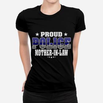 Proud Police Mother-In-Law Thin Blue Line Us Cop's Family Women T-shirt | Crazezy DE