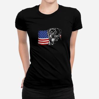 Proud Rottweiler American Flag Women T-shirt | Crazezy