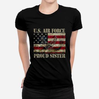 Proud Sister Us Air Force Vintage Usa Flag Retro Girls Women T-shirt | Crazezy