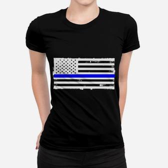 Proud State Trooper Mom Mother Thin Blue Line American Flag Women T-shirt | Crazezy UK