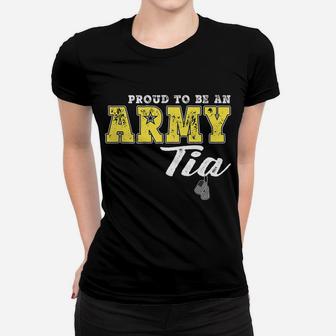 Proud To Be An Army Tia Us Flag Dog Tags Military Aunt Gift Women T-shirt | Crazezy UK