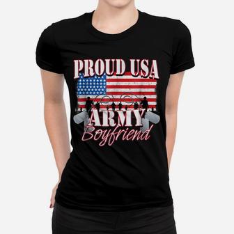 Proud Usa Army Boyfriend Shirt Patriotic Dog Tag Veteran Women T-shirt | Crazezy