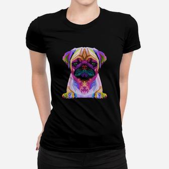 Pug Pop Art Colorful Portrait Carlino For Dog Lovers Women T-shirt | Crazezy