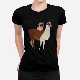Pug Riding Llama Funny Pugdog Christmas Boys Girls Dog Lover Sweatshirt Women T-shirt | Crazezy