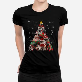 Pugs Christmas Tree Lights Funny Dog Xmas Gift Sweatshirt Women T-shirt | Crazezy CA