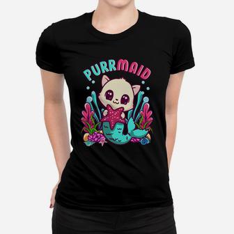 Purrmaid Cute Mermaid And Cat Gift For Girls Women T-shirt | Crazezy UK