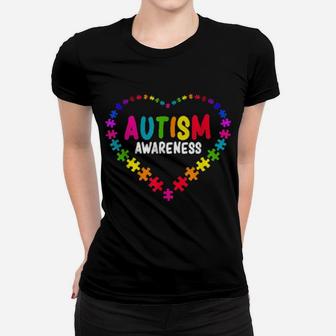 Puzzle Hearts Autism Awareness Autistic Autism Moms Women T-shirt - Monsterry