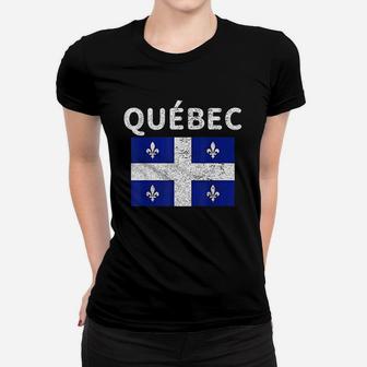 Québec Quebec Quebecois Flag Canada Vintage Retro Women T-shirt | Crazezy