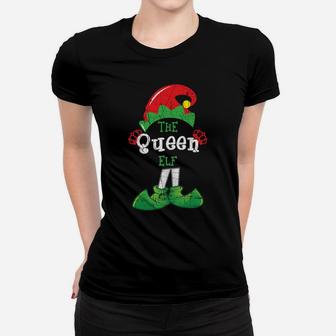 Queen Elf Funny Christmas Matching Gifts Holiday Distressed Sweatshirt Women T-shirt | Crazezy