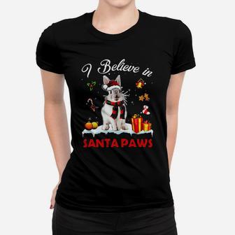 Rabbit I Believe In Santa Paws Women T-shirt - Monsterry