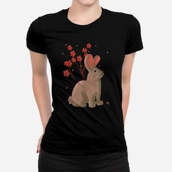 Rabbit Japanese Sakura Cherry Blossom Flower Vintage Cute Women T-shirt | Crazezy CA