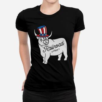 Railroad Street Uncle Sam 4Th Of July Bull Women T-shirt - Monsterry CA