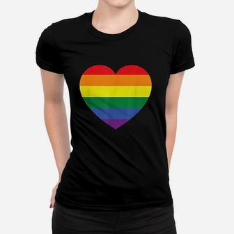Rainbow Flag Colored Heart Women T-shirt | Crazezy