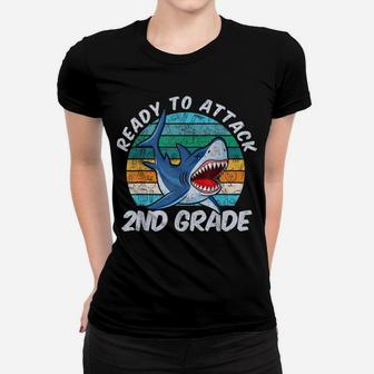 Ready To Attack 2Nd Grade Shark Gift 100 Days Of School Women T-shirt | Crazezy UK