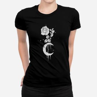 Red Flower Rose Moon E-Boy E-Girl Aesthetic Grunge Clothing Women T-shirt | Crazezy
