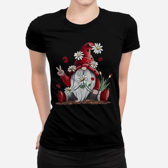 Red Gnome Hippie Daisy Flowers Gnome Ladybugs - Christmas Women T-shirt | Crazezy