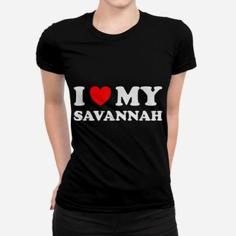 Red Heart I Love My Savannah Cat Lovers Women T-shirt | Crazezy