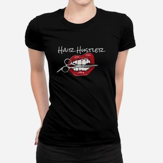 Red Lips With Hairdresser Scissors Cool Hair Women T-shirt | Crazezy DE