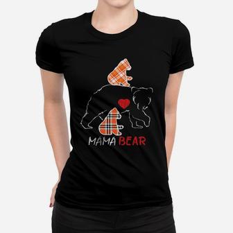 Red Plaid Flannel Bear Mama Proud Mom Family Matching Pajama Women T-shirt | Crazezy