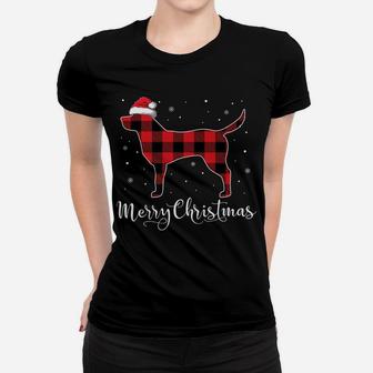 Red Plaid Labrador Retriever Christmas Pajama Gift Dog Lover Women T-shirt | Crazezy