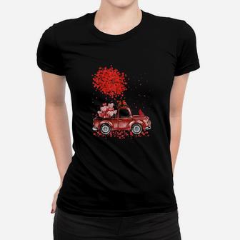 Red Truck Happy Valentines Day Cute Couple Matching Women T-shirt - Monsterry