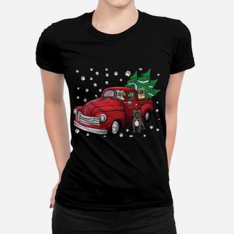 Red Truck Merry Christmas Tree French Bulldog Christmas Sweatshirt Women T-shirt | Crazezy