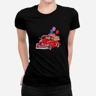 Red Truck With Cats 4Th Of July Balloon Costume Kid Women T-shirt - Monsterry