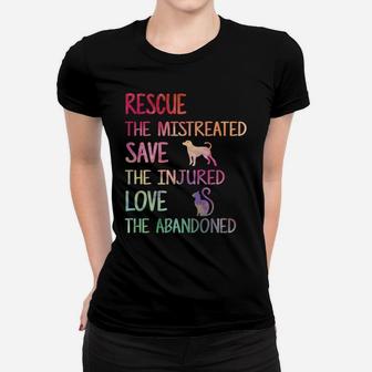 Rescue Save Love Pet Animal Shelter Volunteer Gifts Sleeve Women T-shirt | Crazezy