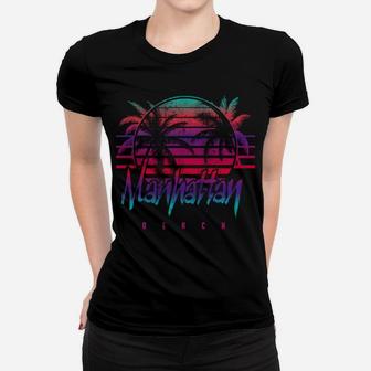 Retro 80'S Manhattan Beach Palm Trees Women T-shirt | Crazezy AU