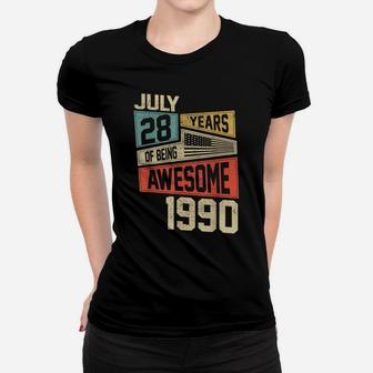 Retro Awesome Born In July 1990 28Th Birthday Gift 28 Years Women T-shirt | Crazezy