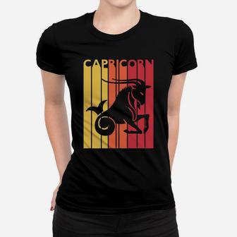 Retro Capricorn Zodiac Sign December January Birthday Gift Women T-shirt | Crazezy