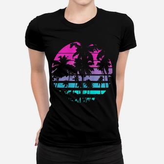 Retro Eighties 80S & 90S Beach Style Design With Palm Trees Zip Hoodie Women T-shirt | Crazezy