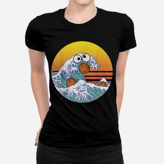 Retro Great Wave Monster Eating Cookies Funny Cookie Wave Women T-shirt | Crazezy CA