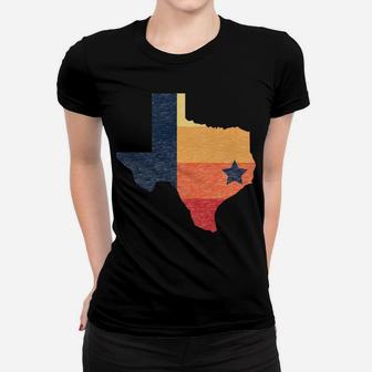 Retro Houston Baseball Colors Vintage Texas Map Women T-shirt | Crazezy DE