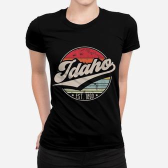 Retro Idaho Home State Id Cool 70S Style Sunset Gift Women T-shirt | Crazezy