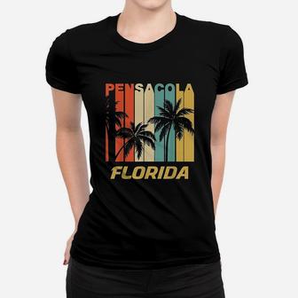 Retro Pensacola Florida Palm Trees Vacation Women T-shirt | Crazezy